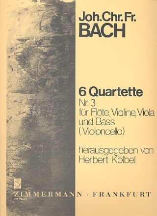 6 Quartette Band 3 (Nr.3) fr Flte, Violine, Viola, Bc Stimmen