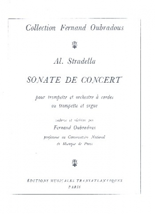 Sonate de concert pour trompette et orchestre a cordes ou orgue pour trompette et orgue