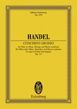 Concerto grosso g major op.3,3 for oboe and strings Miniature score