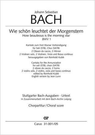 Wie schn leuchtet der Morgenstern Kantate Nr.1 BWV1 Chorpartitur