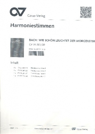 Wie schn leuchtet der Morgenstern Kantate Nr.1 BWV1 Harmonie