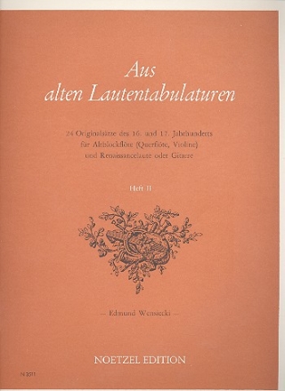 Aus alten Lautentabulaturen Band 2 fr Altblockflte (Flte, Violine) und Renaissancelaute (Gitarre)