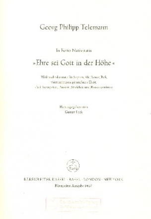 Ehre sei Gott in der Hhe fr Soli (SATB), Chor und orchester Partitur