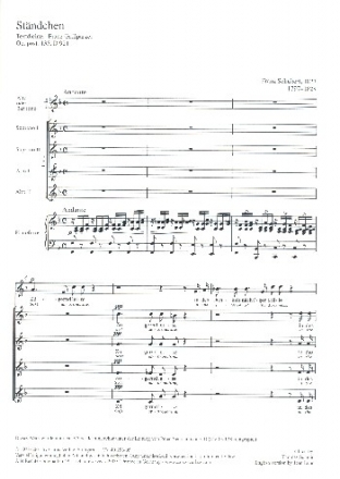 Stndchen F-Dur op. post.135 D921 fr Solo Alt (Bariton), Frauenchor und Klavier Chorpartitur (dt/en)