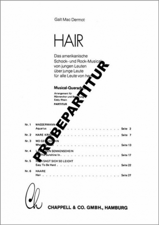 Hair Musicalquerschnitt fr Mnnerchor und Klavier Partitur (dt/en)