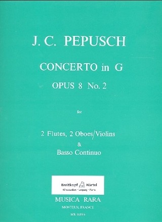 Konzert G-Dur op.8,2 fr 2 Flten, 2 Oboen (Violinen) und Bc Partitur und Stimmen