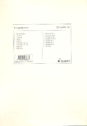 Europahymne fr symphonisches Orchester Harmoniestimmen - Kontrafagott, Flte I, II, Oboe I, II, Klarinette I,