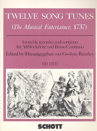 Twelve song tunes for treble recorder and basso continuo score and 2 parts