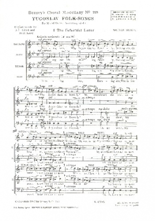 Yugoslav Folksongs for mixed chorus a cappella score (en)