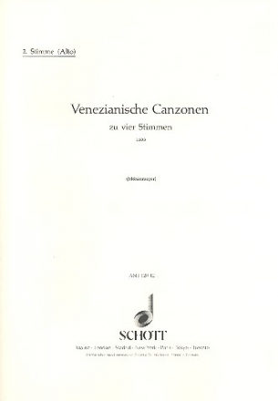 Venezianische Canzonen fr 4 beliebige Instrumente (Fidel-, Gamben-, Blockflten-, Lauten-, G Einzelstimme - Stimme 2, Alto