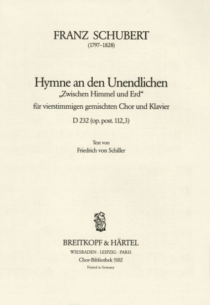 Hymne an den Unendlichen op.112,3 D232 fr gem Chor und Klavier Chorpartitur