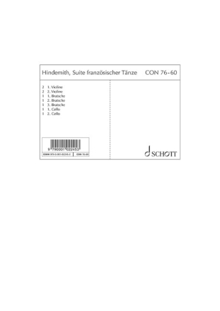 Suite franzsischer Tnze fr kleines Orchester Streicher-Ergnzungssatz - 2 Violinen I/II, Violen I/II/III, Violoncel