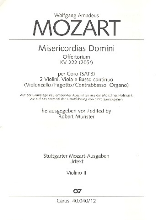 Misericordias Domini KV222 Offertorium fr gem Chor und Orchester,  Violine 2