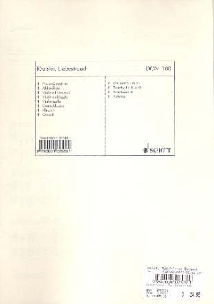 Liebesfreud fr Salonorchester Klavierdirektion und Stimmen - Klavier-Direktion, Akkordeon, Violine I