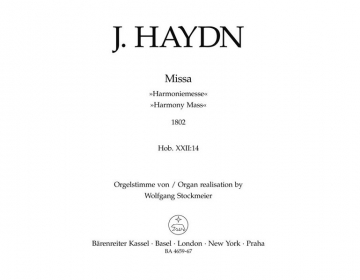 MISSA B-DUR, H. XXII:14 HARMONIEMESSE ORGEL