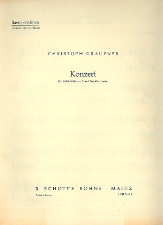 Konzert fr Alt-Blockflte, Streichorchester und Basso continuo (Cembalo/Klavi Einzelstimme - Basso continuo