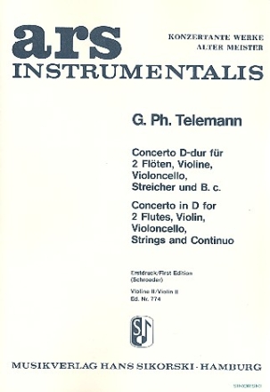 Concerto D-Dur fr 2 Flten, Violine, Violoncello und Streicher Violine 2