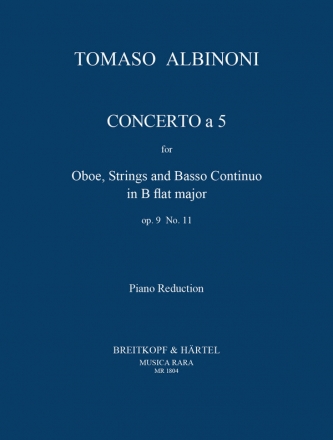 Concerto  cinque b flat Major op.9,11 for oboe, strings and bc piano reduction