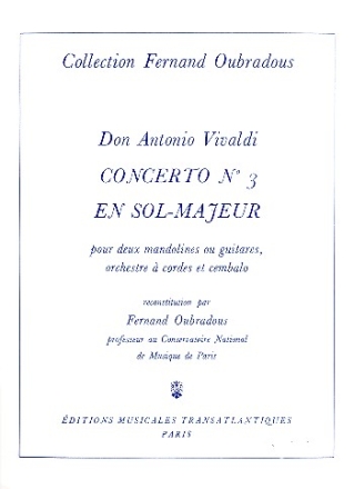 Concerto sol majeur no.3 pour 2 guitares et cordes pour 2 guitares et piano