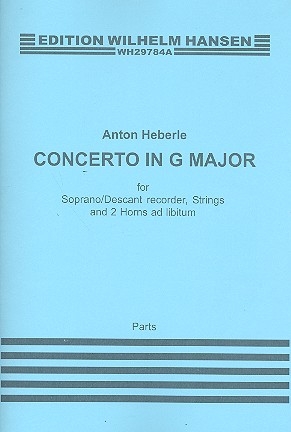 Concerto G major for soprano or descant recorder, strings and 2 horns ad lib parts