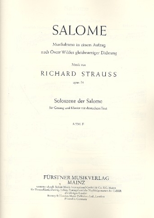 Soloszene der Salome fr Sopran und Klavier