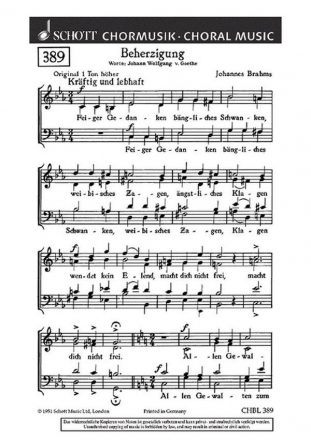 Beherzigung fr gemischten Chor (SATB) Chorpartitur