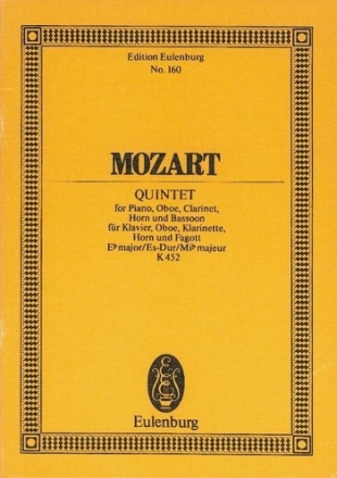 Quintett Es-Dur KV452 fr Oboe, Klarinette, Horn, Fagott und Klavier Studienpartitur