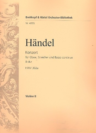 Konzert B-Dur HWV302a fr Oboe, Streicher und Bc Violine 2