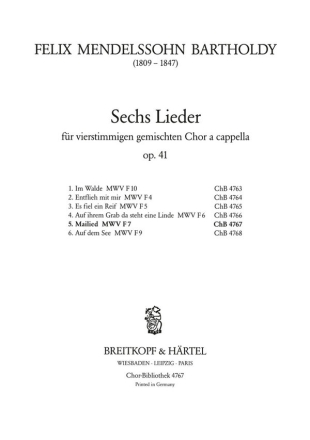 Der Schnee zerrinnt - Mailied op.41/5 fr gem Chor a cappella Chorpartitur