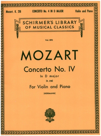 Concerto D major no.4 KV218 for violin and orchestra for violin and piano