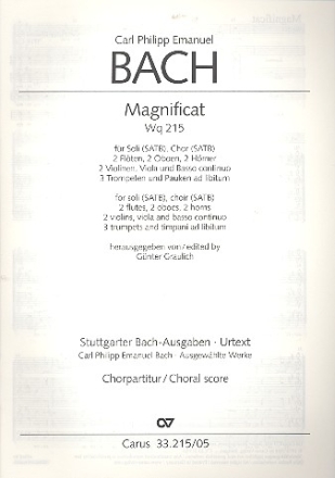 Magnificat D-Dur WQ215 fr Soli, gem Chor und Orchester Chorpartitur