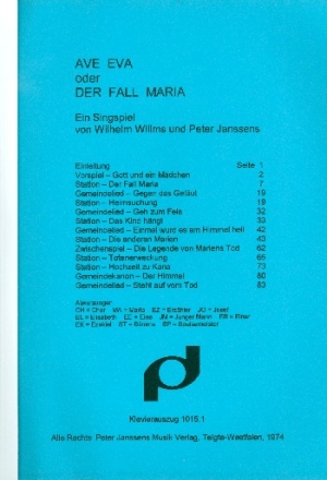 Ave Eva  oder der Fall Maria  Partitur (dt)