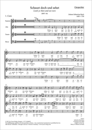 SCHAUET DOCH UND SEHET KANTATE NR.46 BWV46 CHORPARTITUR (DT)