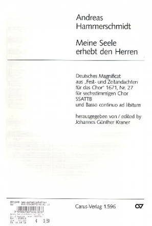 Meine Seele erhebet den Herren fr 2 Soprane, chor (SSATTB), Streicher und Bc