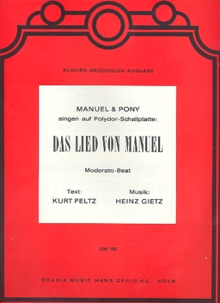 Das Lied von Manuel Gesang und Klavier Einzelausgabe