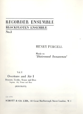 Distressed innocence Book 1 - Ouverture and air for SATB recorders score