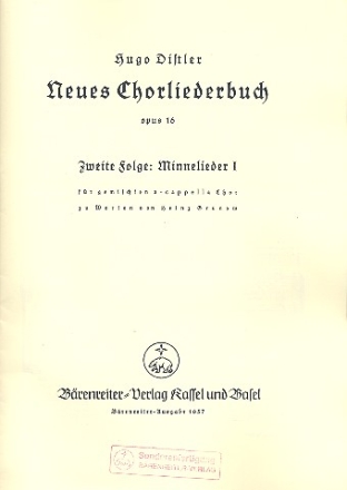 Minnelieder Band 1 aus op.16 fr gem Chor a cappella Archivkopie