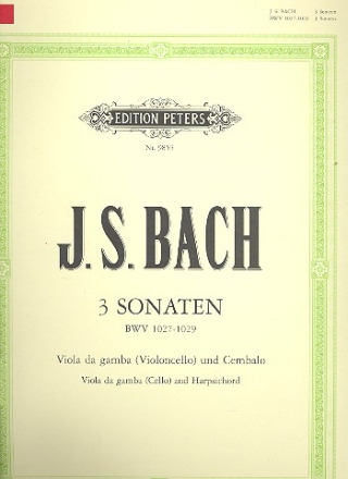 3 Sonaten BWV1027-1029 fr Viola da gamba (Violoncello) und Bc Stimmen