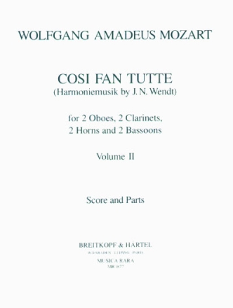 Cosi fan tutte Band 2 fr 2 Oboen, 2 Klarinetten, 2 Fagotte und 2 Hrner Partitur und 8 Stimmen