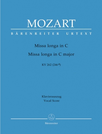 Missa longa C-Dur KV262 fr Soli (SATB), gem Chor und Orchester Klavierauszug