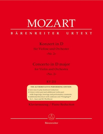 Konzert D-Dur KV211  fr Violine und Orchester fr Violine und Klavier