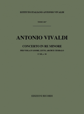 Concerto re minore F.XII:38 per viola d'amore, liuto e archi partitura