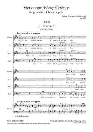 4 doppelchrige Gesnge op.141,2 fr gem Chor a cappella Chorpartitur