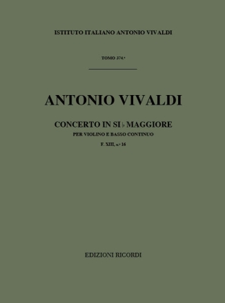 SONATA SI MAGGIORE PER VIOLINO E BASSO CONTINUO, R13/F XIII:16 PARTITURA