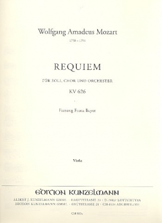 Requiem d-Moll KV626 fr Soli, Chor und Orchester Viola