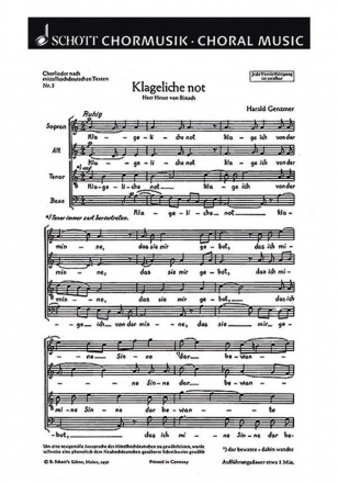 Fnf Chorlieder GeWV 17 fr gemischten Chor (SATB) Chorpartitur