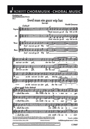 Fnf Chorlieder GeWV 17 fr gemischten Chor (SATB) Chorpartitur