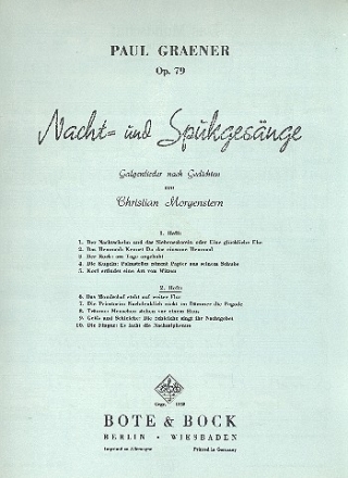 Nacht- und Spukgesnge op.79 Band 2 Galgenlieder nach Morgenstern fr Gesang und Klavier