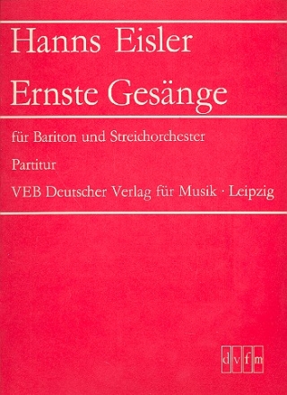 Ernste Gesnge fr Bariton und Streichorchester Partitur