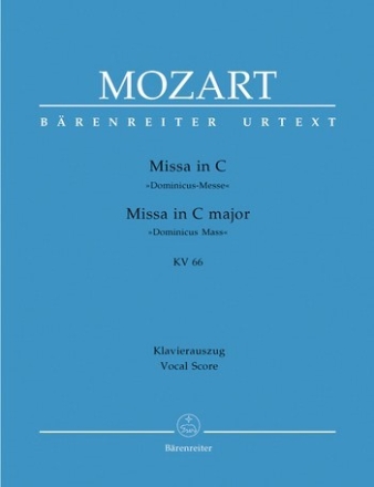 Messe C-Dur KV66 fr Soli, Chor und Orchester Klavierauszug